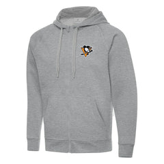 Pittsburgh Penguins Antigua Big & Tall Victory Full-Zip Hoodie - Heather Gray - NHL