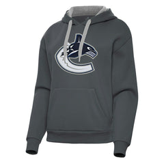 Vancouver Canucks Antigua Women's Victory Pullover Hoodie - Charcoal - NHL