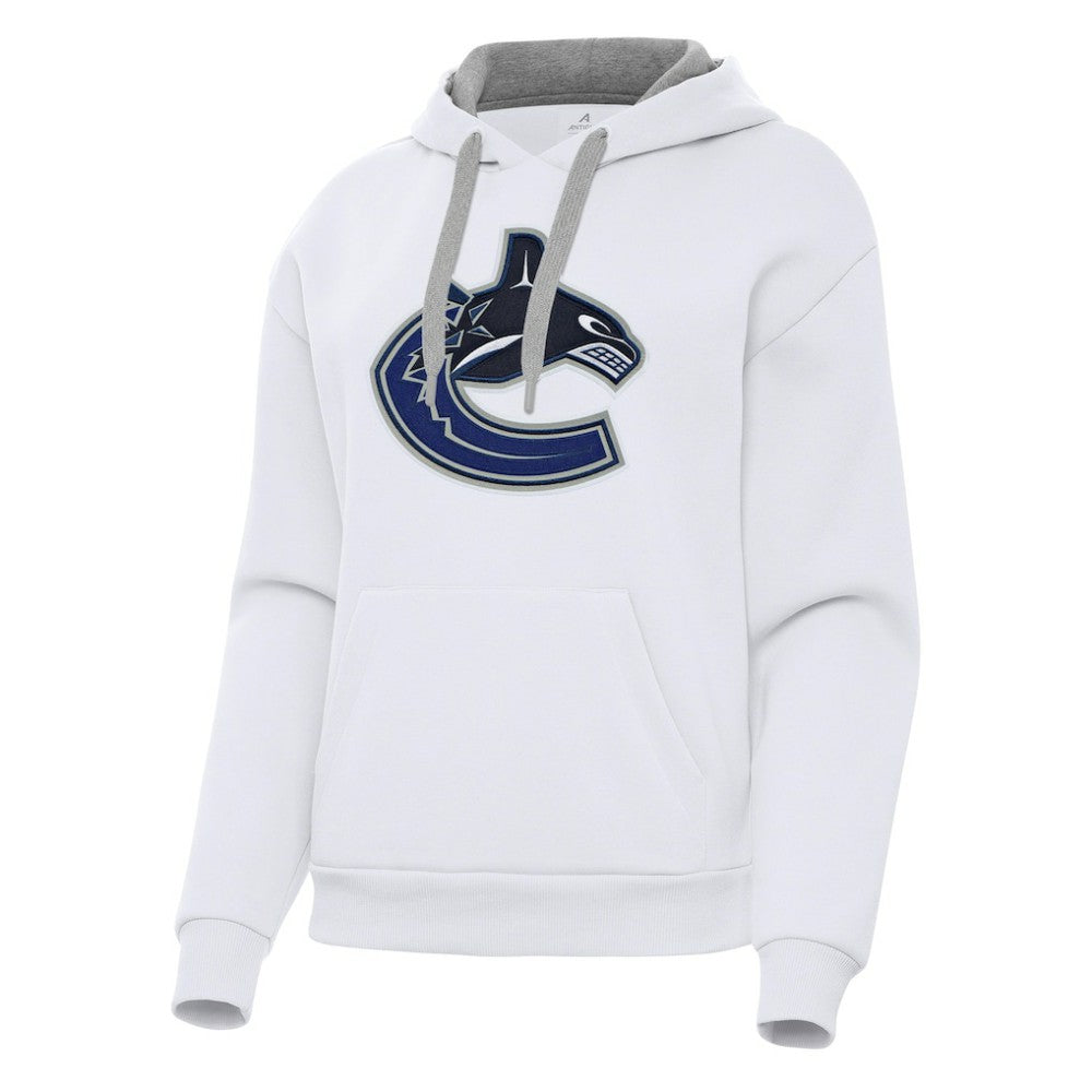 Vancouver Canucks Antigua Women's Victory Pullover Hoodie - White - NHL