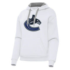 Vancouver Canucks Antigua Women's Victory Pullover Hoodie - White - NHL