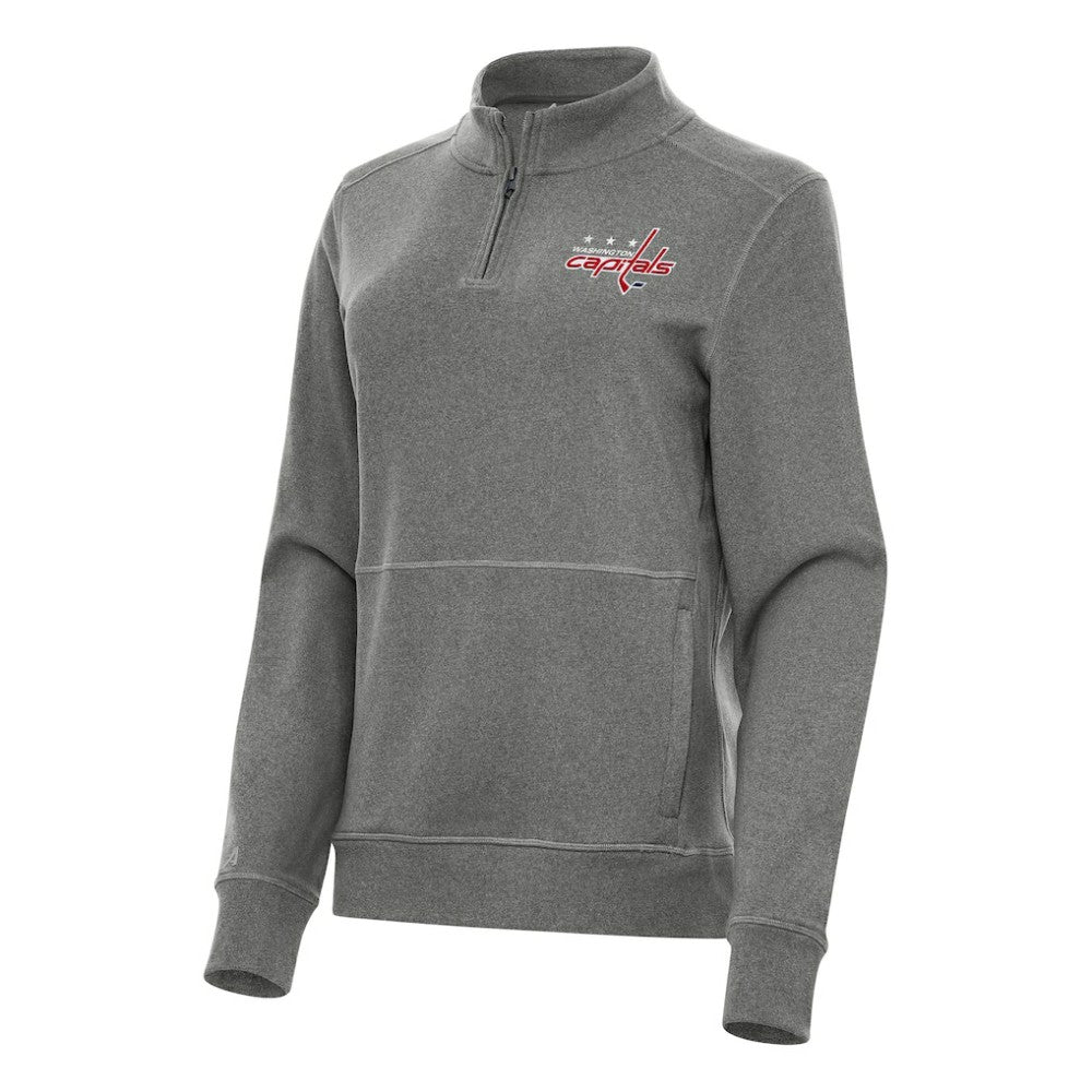 Washington Capitals Antigua Women's Crush Quarter-Zip Fleece Sweatshirt - Heather Black - NHL
