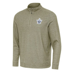 Toronto Maple Leafs Antigua Subtle Quarter-Zip Sweatshirt - Olive - NHL