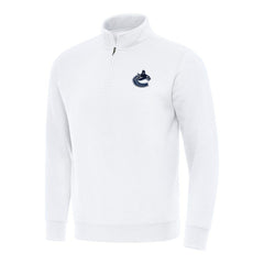 Vancouver Canucks Antigua Victory Quarter-Zip Mock Sweatshirt - White - NHL