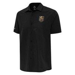 Vegas Golden Knights Antigua Activate Woven Short Sleeve Button-Up Shirt - Black - NHL