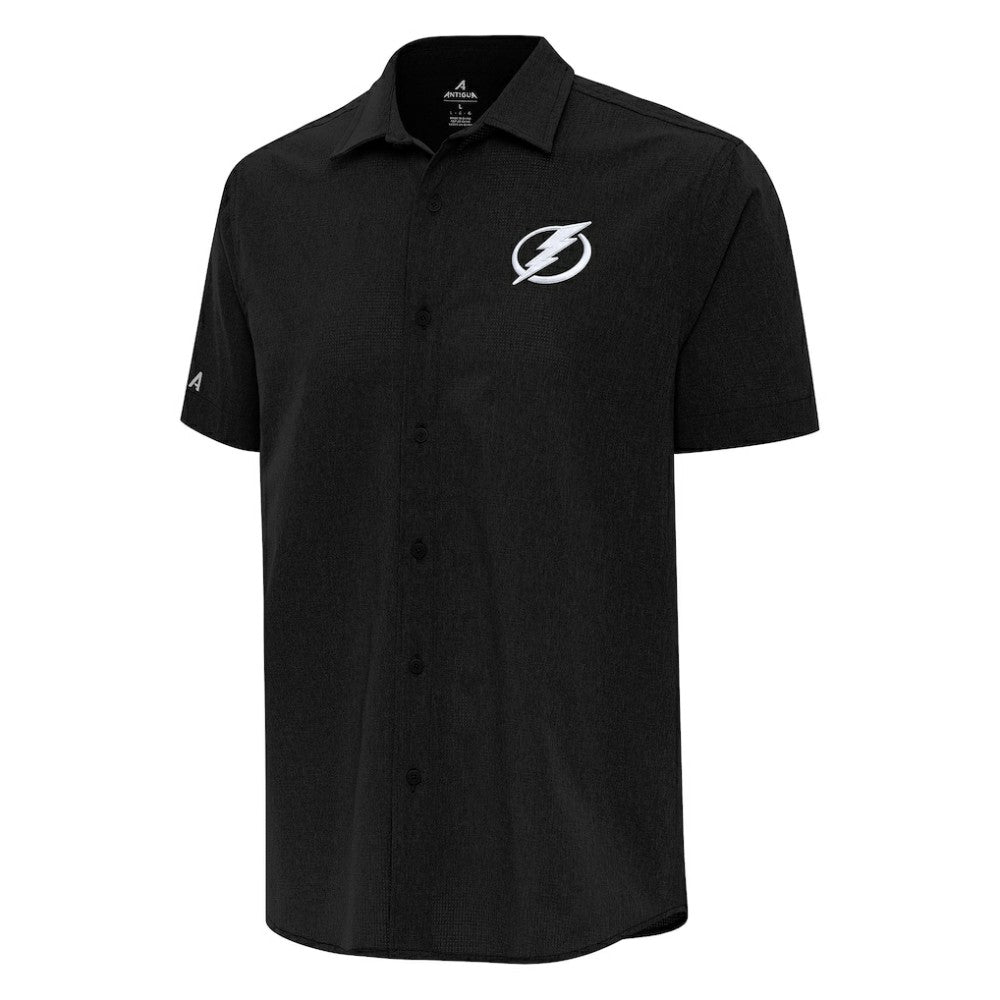 Tampa Bay Lightning Antigua Activate Woven Short Sleeve Button-Up Shirt - Black - NHL