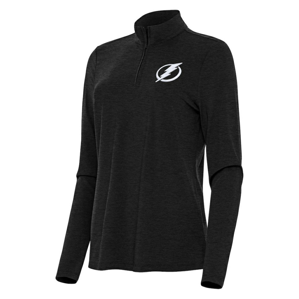 Tampa Bay Lightning Antigua Women's Bright Quarter-Zip Top - Heather Black - NHL