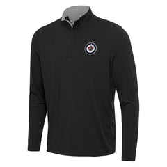 Winnipeg Jets Antigua Content Quarter-Zip Pullover Top - Black/Gray - NHL