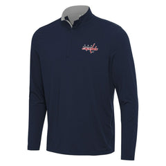 Washington Capitals Antigua Content Quarter-Zip Pullover Top - Navy/Gray - NHL