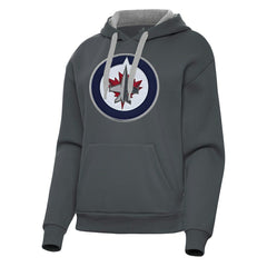 Winnipeg Jets Antigua Women's Victory Pullover Hoodie - Charcoal - NHL
