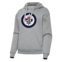 Winnipeg Jets Antigua Women's Victory Pullover Hoodie - Heather Gray - NHL