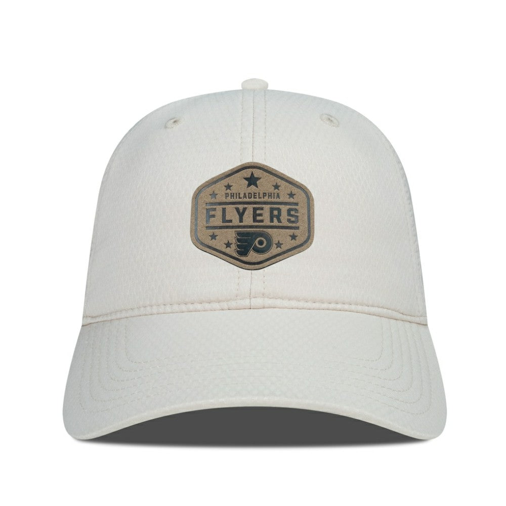 Philadelphia Flyers Men's Levelwear Faux Leather Patch Unstructured Adjustable Hat - Cream - NHL