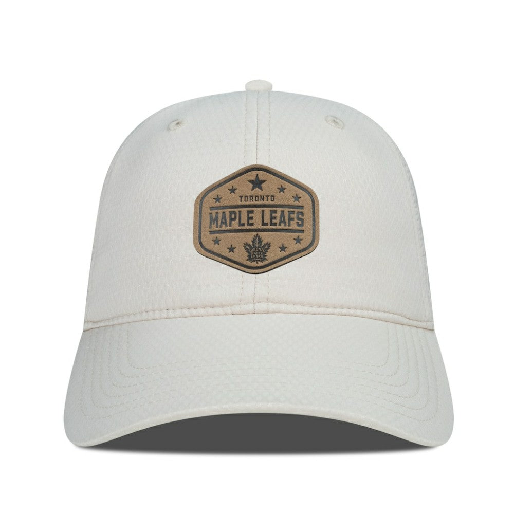 Toronto Maple Leafs Men's Levelwear Faux Leather Patch Unstructured Adjustable Hat - Cream - NHL