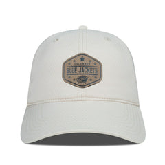 Columbus Blue Jackets Men's Levelwear Faux Leather Patch Unstructured Adjustable Hat - Cream - NHL