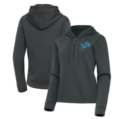 Detroit Lions Antigua Women's Contemporary Quarter-Zip Hoodie Pewter | NFL