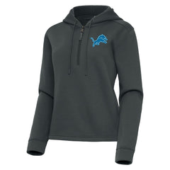 Detroit Lions Antigua Women's Contemporary Quarter-Zip Hoodie Pewter | NFL
