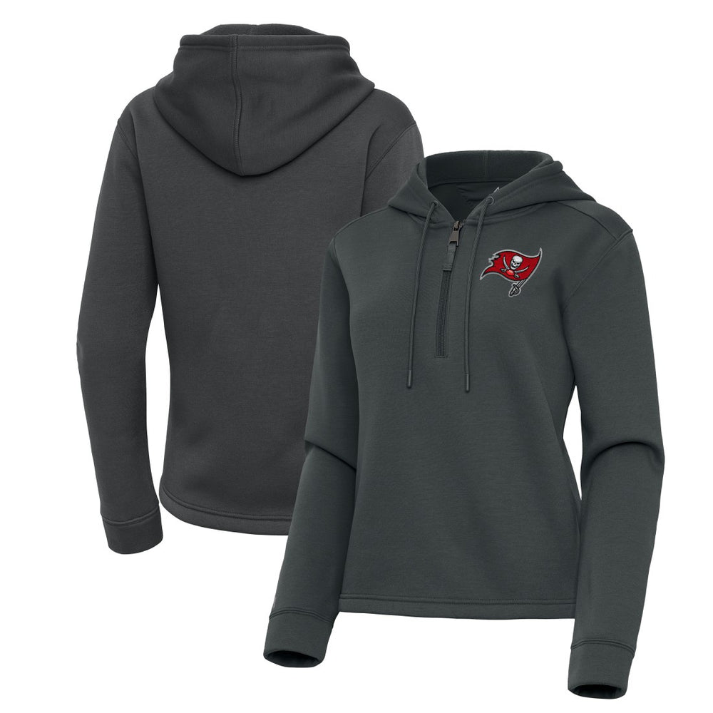 Tampa Bay Buccaneers Antigua Women's Contemporary Quarter-Zip Hoodie Pewter | NFL