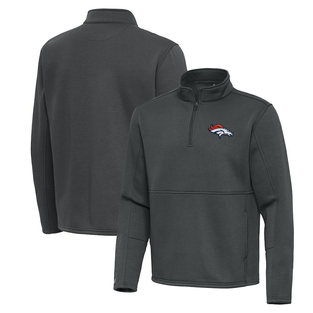 Denver Broncos Antigua Twist Quarter-Zip Pullover Jacket Pewter | NFL