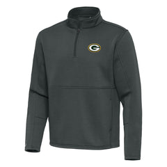 Green Bay Packers Antigua Twist Quarter-Zip Pullover Jacket Pewter | NFL