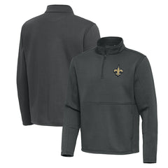 New Orleans Saints Antigua Twist Quarter-Zip Pullover Jacket Pewter | NFL