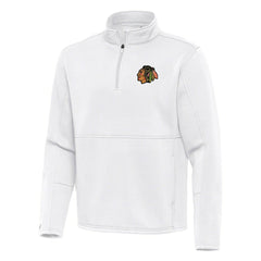 Chicago Blackhawks Antigua Twist Quarter-Zip Pullover Jacket - White - NHL
