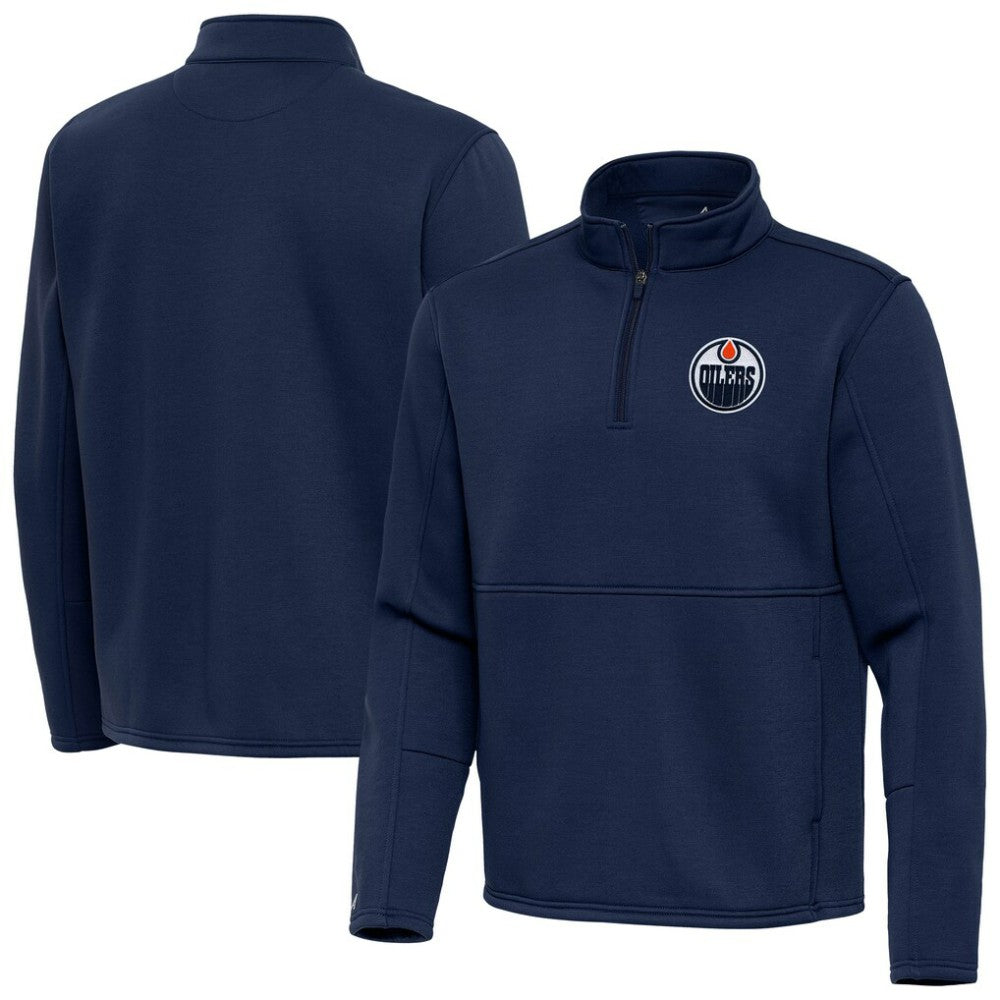 Edmonton Oilers Antigua Twist Quarter-Zip Pullover Jacket - Royal - NHL
