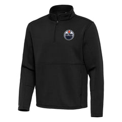 Edmonton Oilers Antigua Twist Quarter-Zip Pullover Jacket - Black - NHL