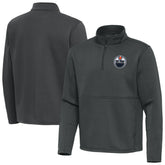 Edmonton Oilers Antigua Twist Quarter-Zip Pullover Jacket - Pewter - NHL
