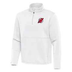 New Jersey Devils Antigua Twist Quarter-Zip Pullover Jacket - White - NHL