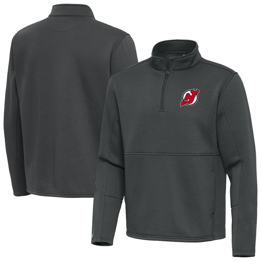 New Jersey Devils Antigua Twist Quarter-Zip Pullover Jacket - Pewter - NHL