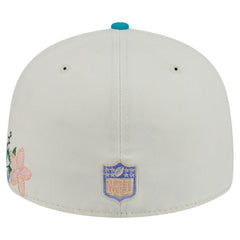 Miami Dolphins New Era Tonal Floral 59FIFTY Fitted Hat Cream/Aqua | NFL