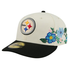 Pittsburgh Steelers New Era Tonal Floral 59FIFTY Fitted Hat Cream/Black | NFL