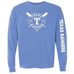 Texas Rangers Soft as a Grape Women's Pigment Dye Long Sleeve T-Shirt - MLB