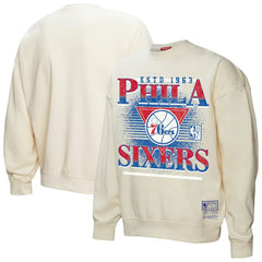 Philadelphia 76ers Women's Oversprayed Pullover Sweatshirt Cream - NBA