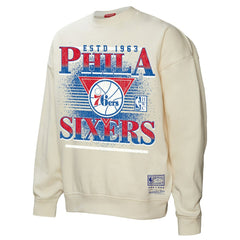 Philadelphia 76ers Women's Oversprayed Pullover Sweatshirt Cream - NBA