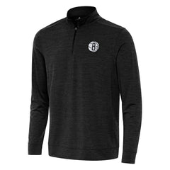 Brooklyn Nets Antigua Bright Quarter-Zip Top Heather Black - NBA