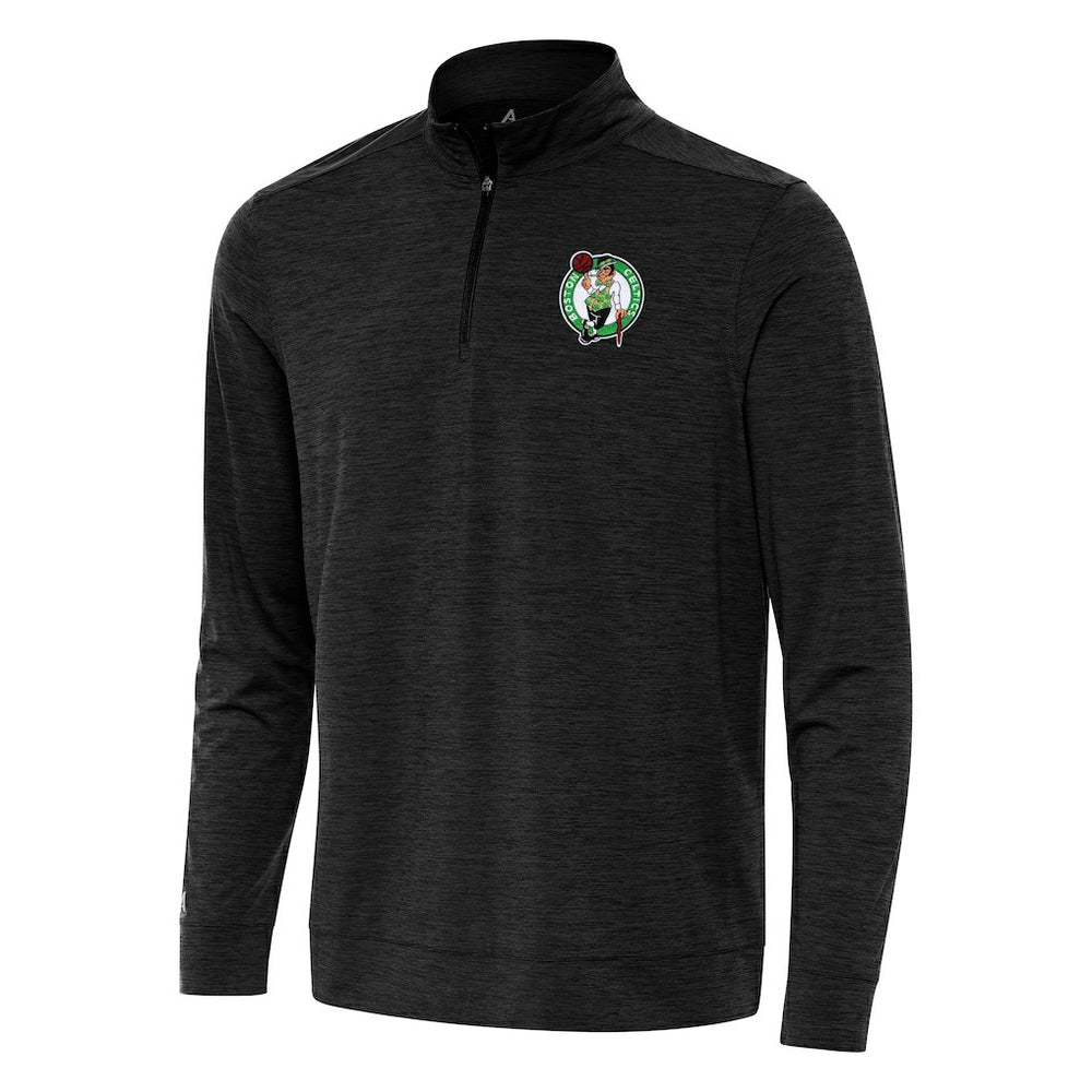 Boston Celtics Antigua Bright Quarter-Zip Top Heather Black - NBA