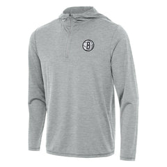 Brooklyn Nets Antigua Tidy Quarter-Zip Hoodie Heather Gray - NBA