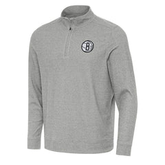 Brooklyn Nets Antigua Subtle Quarter-Zip Sweatshirt Heather Gray - NBA