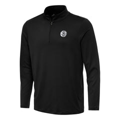 Brooklyn Nets Antigua Reprocess Quarter-Zip Top Black - NBA