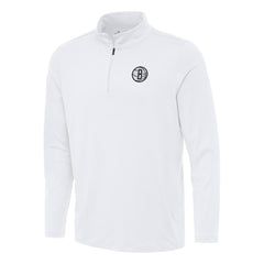 Brooklyn Nets Antigua Reprocess Quarter-Zip Top White - NBA