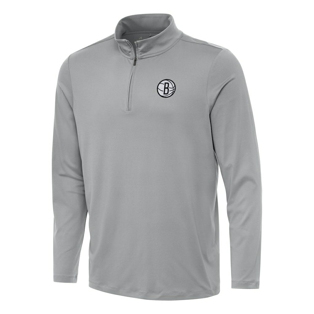 Brooklyn Nets Antigua Reprocess Quarter-Zip Top Gray - NBA