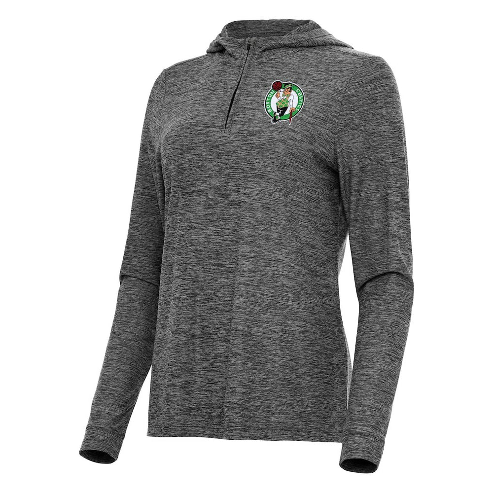 Boston Celtics Antigua Women's Daybreak Quarter-Zip Hoodie Heather Black - NBA