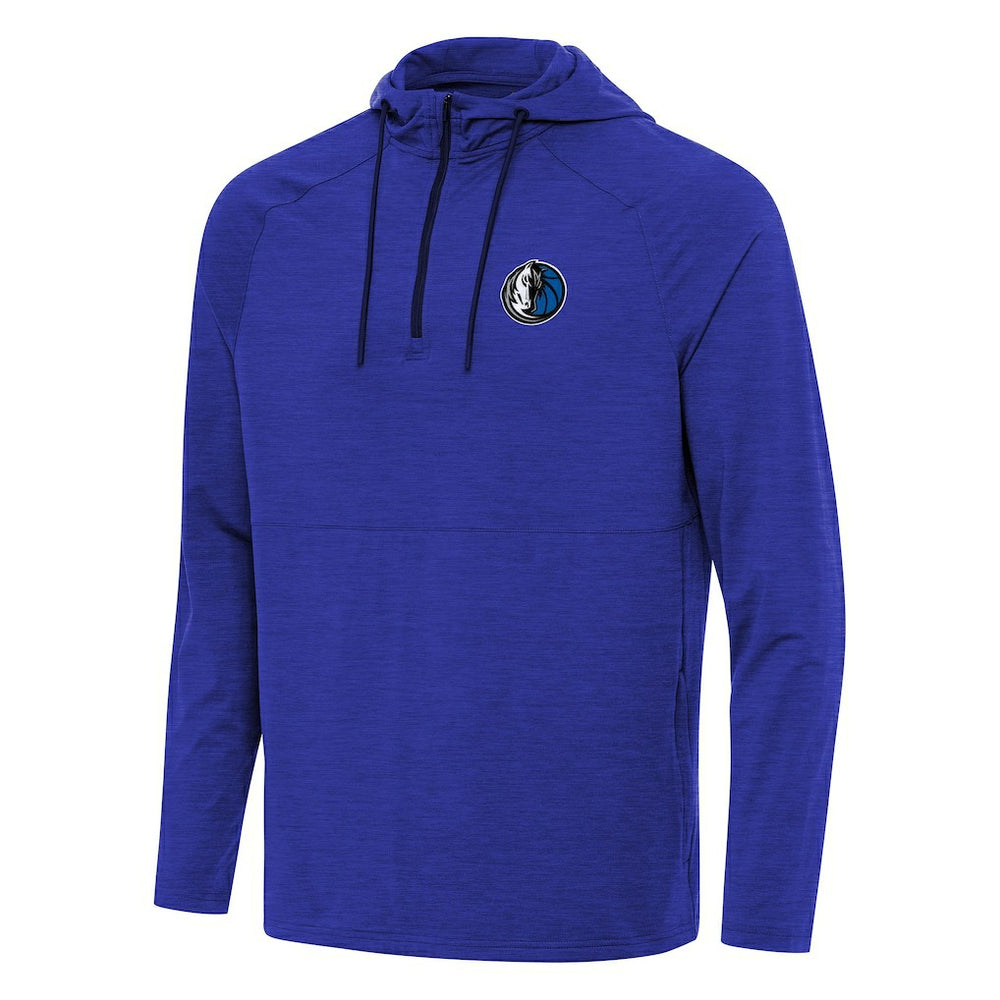 Dallas Mavericks Antigua Spikes Raglan Quarter-Zip Hoodie Heather Blue - NBA