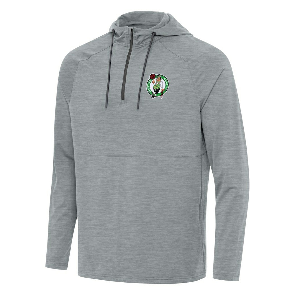 Boston Celtics Antigua Spikes Raglan Quarter-Zip Hoodie Heather Gray - NBA