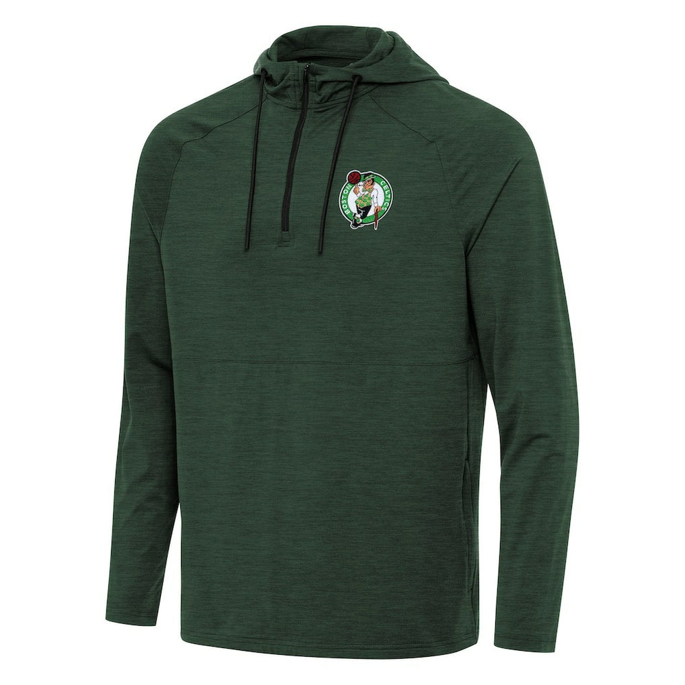 Boston Celtics Antigua Spikes Raglan Quarter-Zip Hoodie Heather Green - NBA