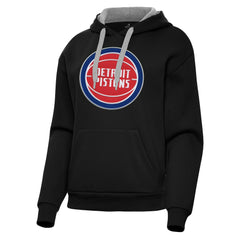 Detroit Pistons Antigua Women's Victory Pullover Hoodie Black - NBA