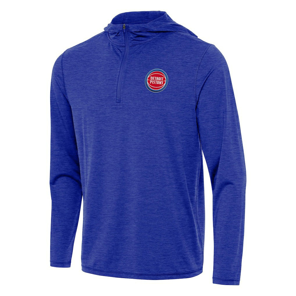 Detroit Pistons Antigua Tidy Quarter-Zip Hoodie Heather Royal - NBA