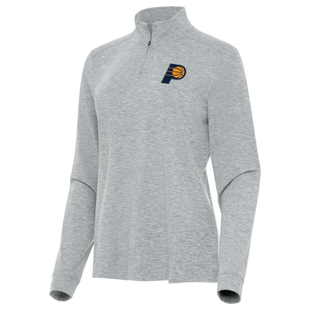 Indiana Pacers Antigua Women's Mentor Quarter-Zip Mock Long Sleeve Top Heather Gray - NBA