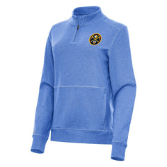 Denver Nuggets Antigua Women's Crush Quarter-Zip Fleece Sweatshirt Heather Royal - NBA