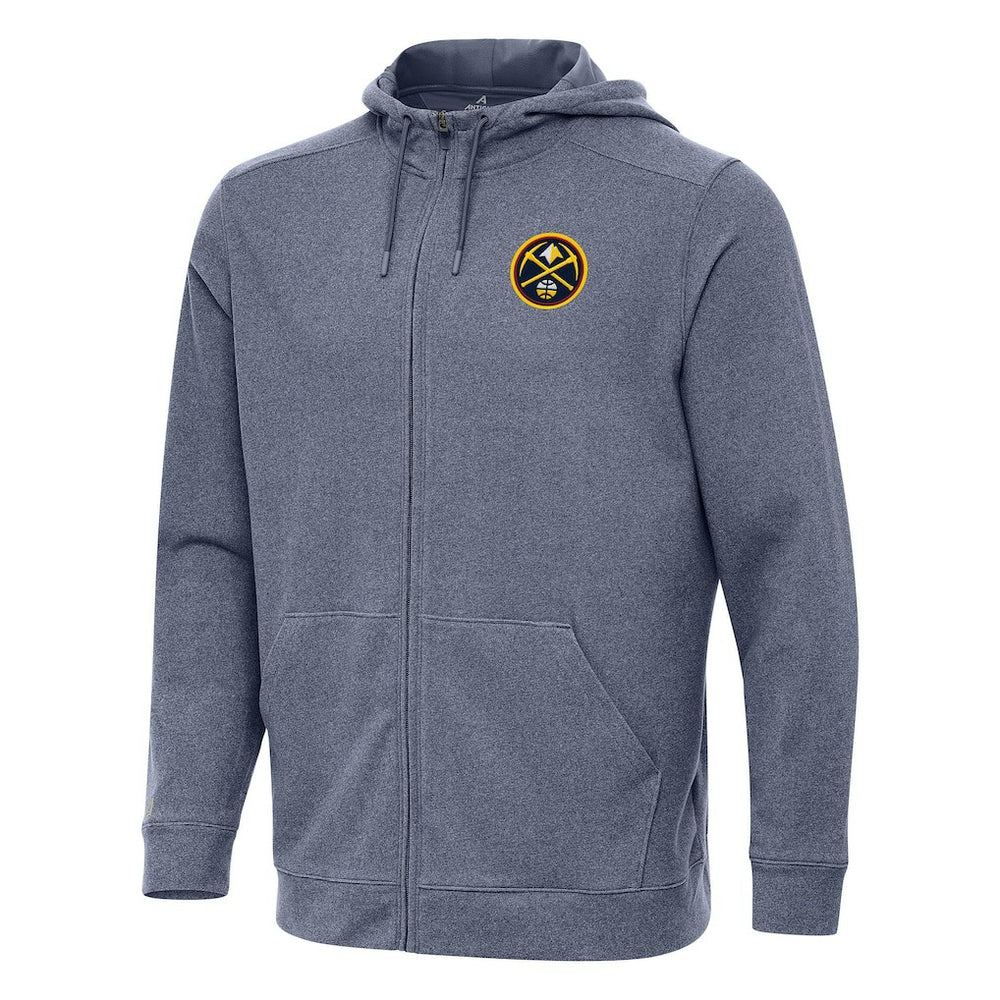 Denver Nuggets Antigua Effortless Full-Zip Hoodie Jacket Heather Navy - NBA